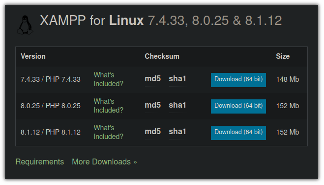 download binary file for xampp in ubuntu