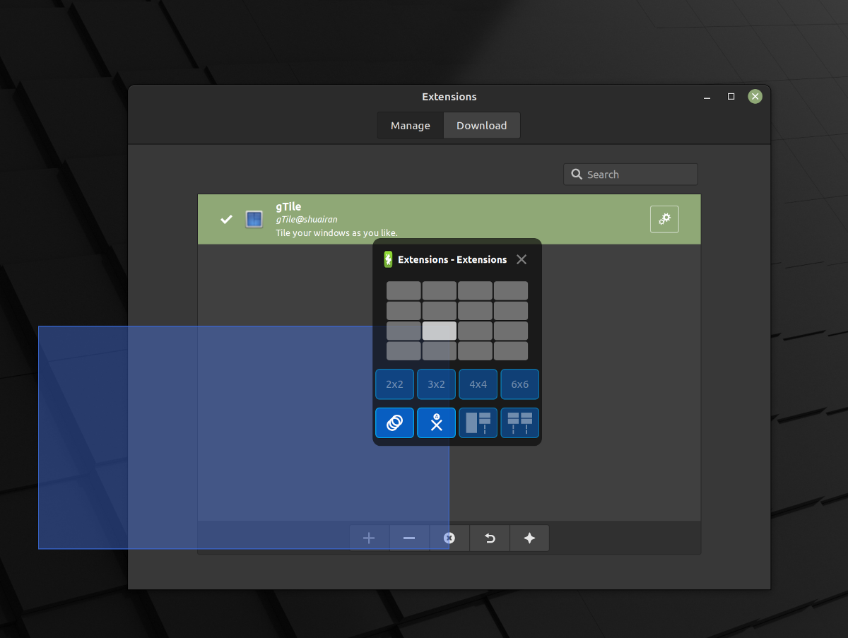 Linux Mint Extensions: Add a gtile tiling extension to tile the windows in multiple configurations