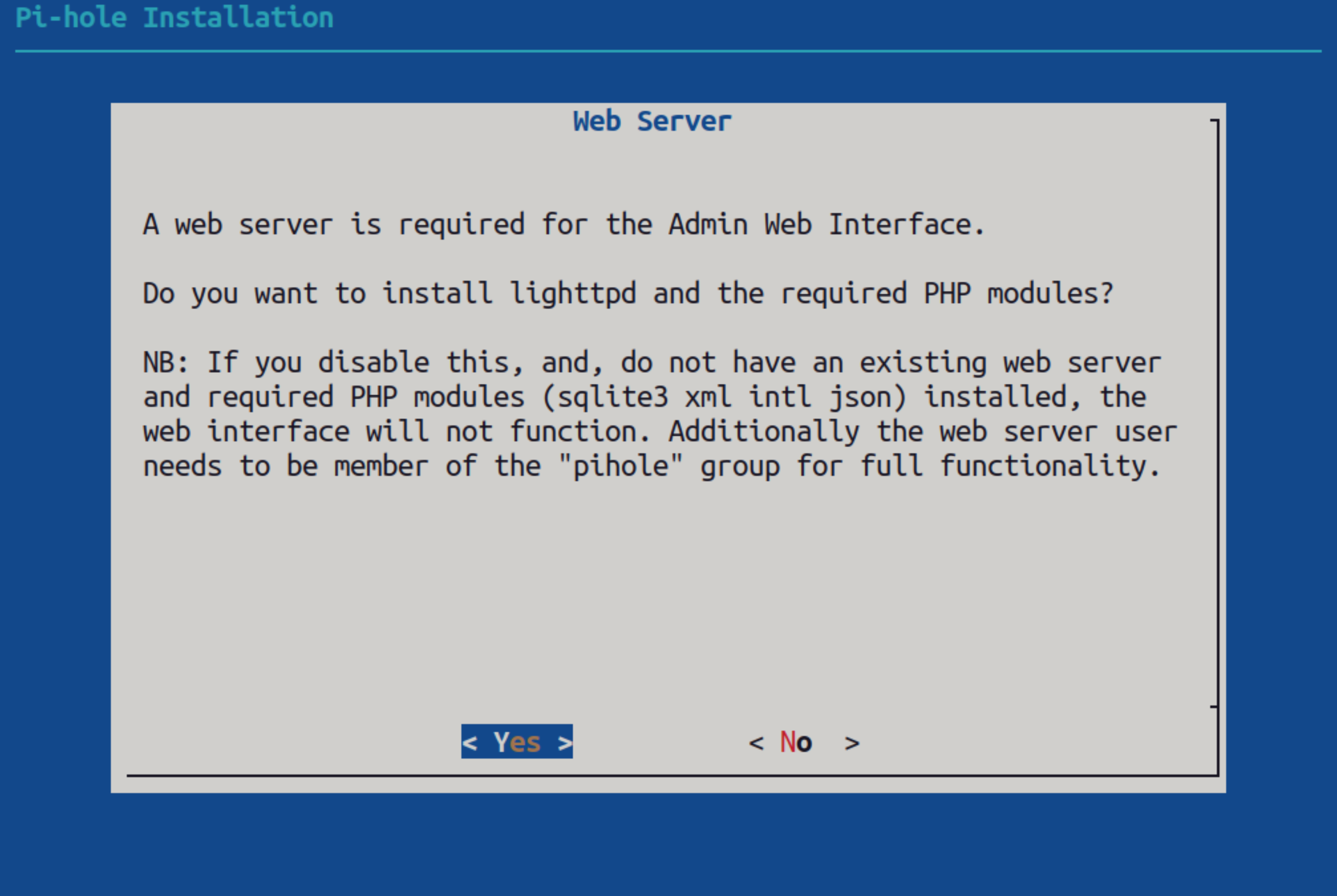 Should the Pi-hole installer install 'lighttpd' web server or does the user already have a web server?