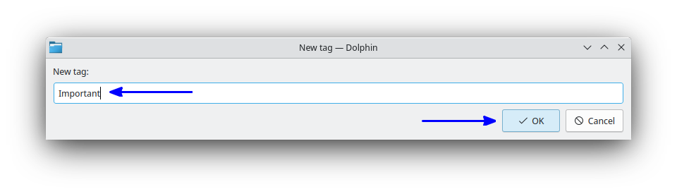 provide the name of the tag you like to use and press ok to add the tag