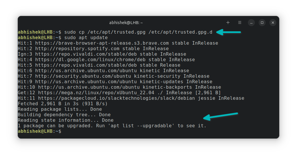 quick dirty way to fix apt key stored legacy