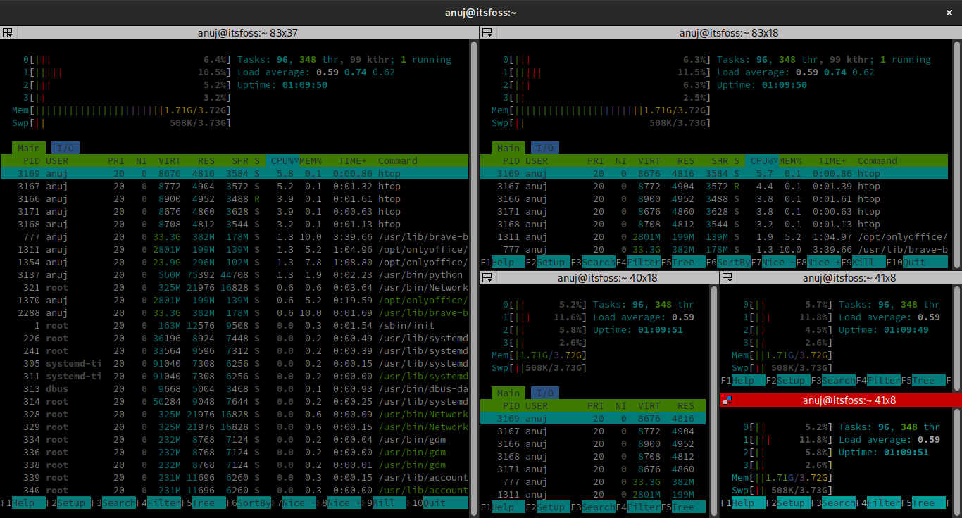 terminator htop multiple