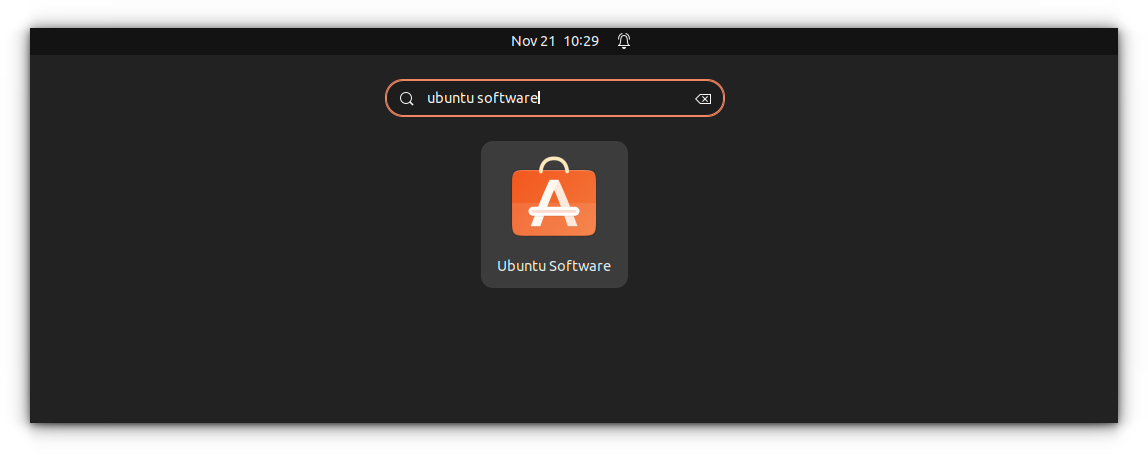 ubuntu software centre in activities overview