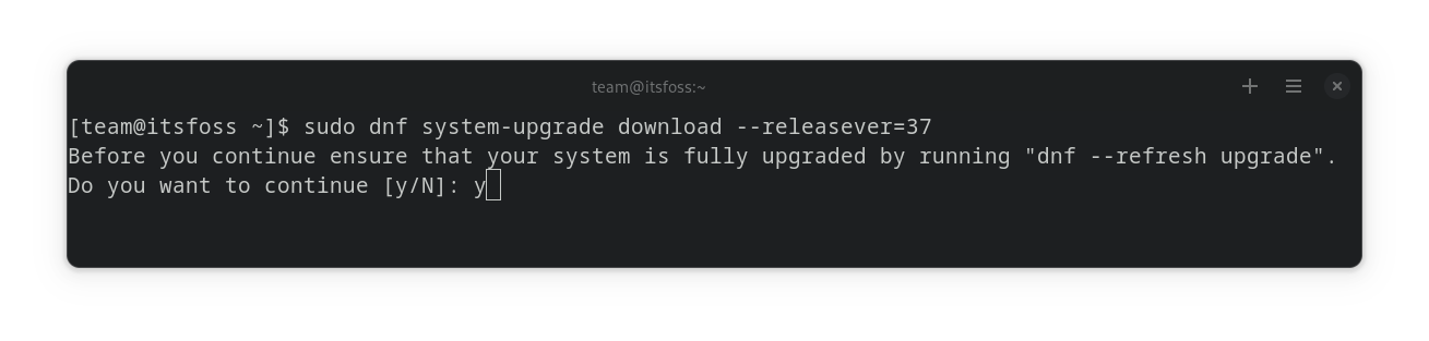 upgrade command with release version