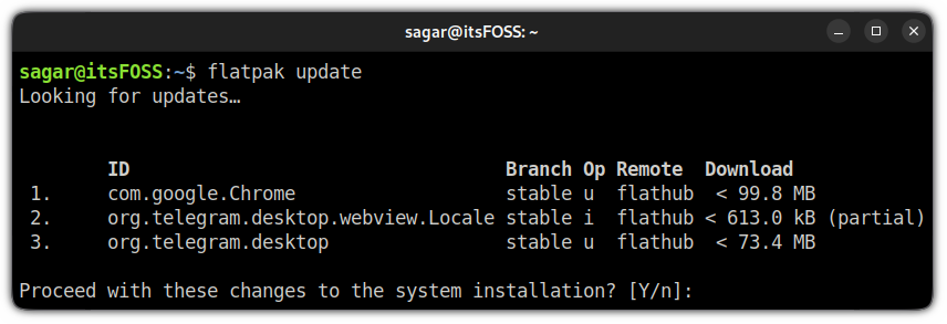 3. update flatpak packages in linux