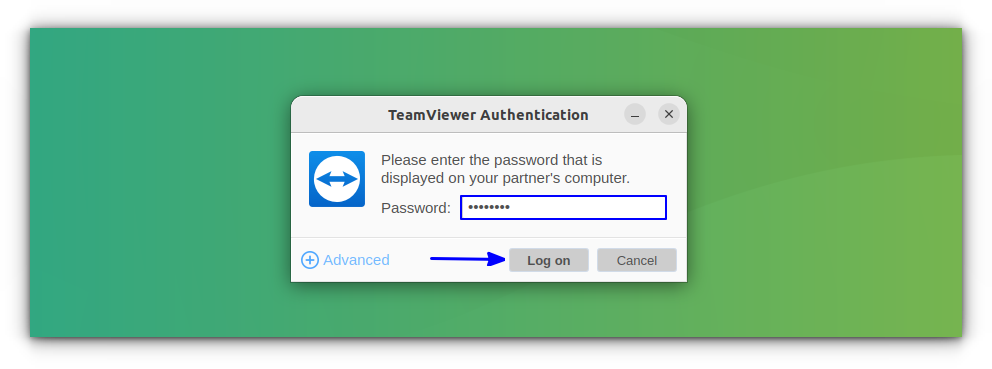 enter authentication password to start a remote session