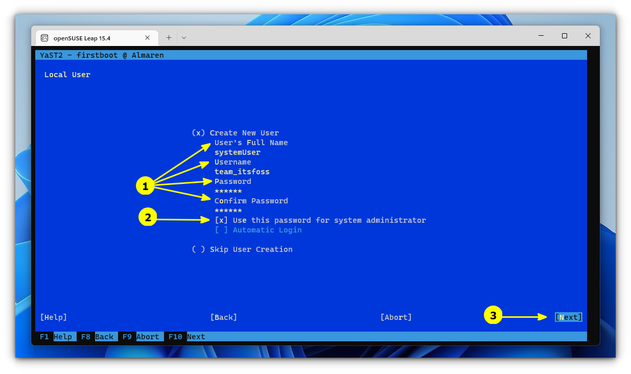 enter user credentials like username and password