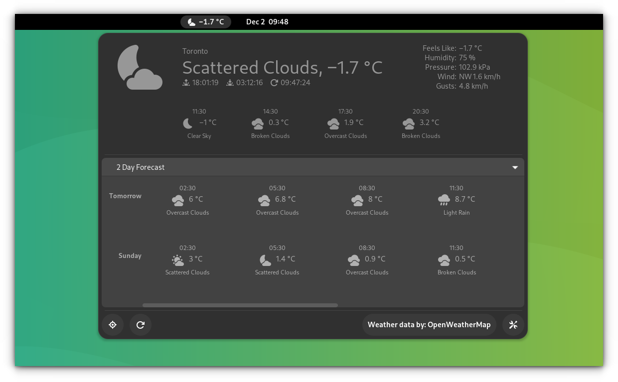 gnome weather extension