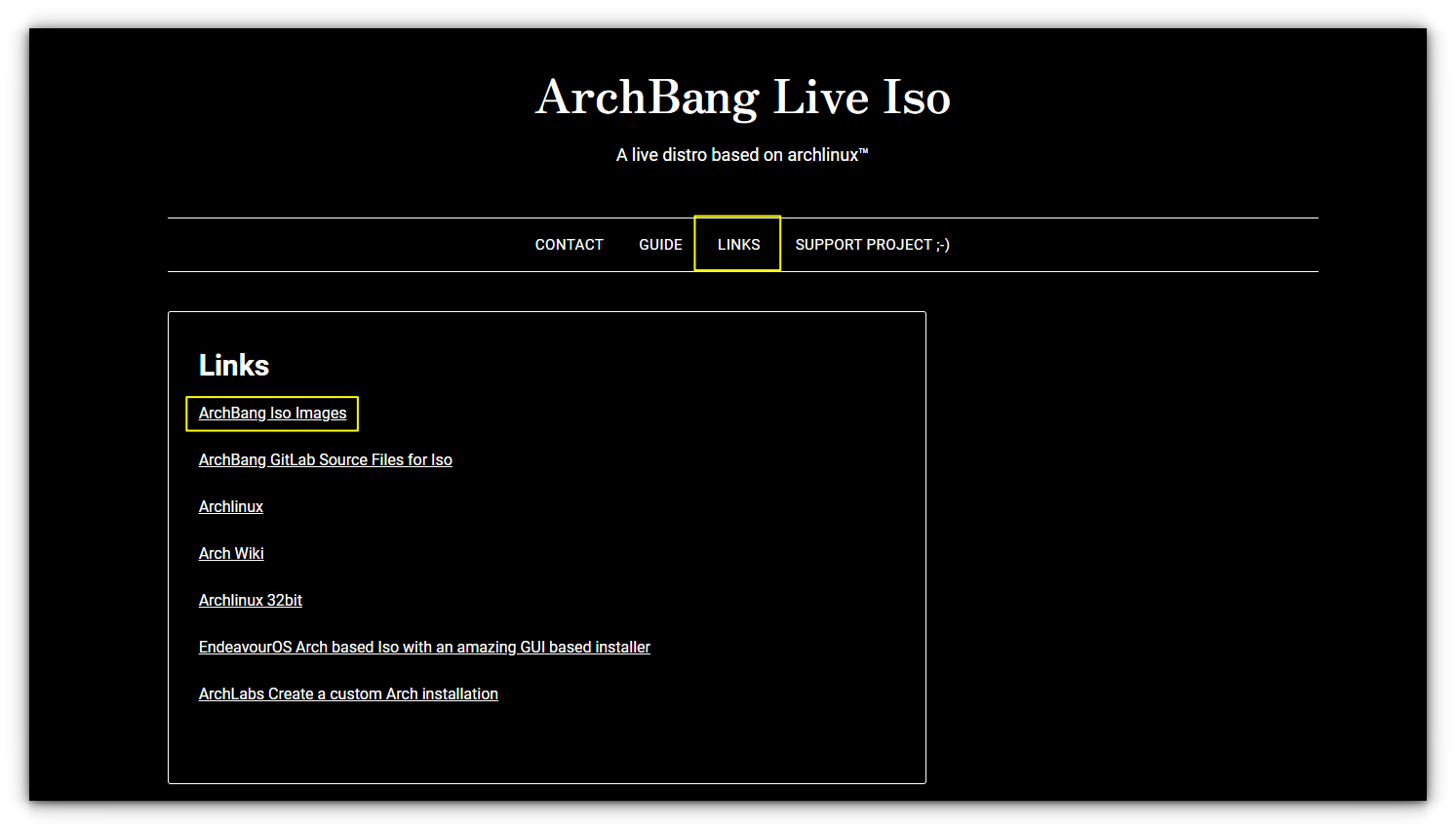 go to archbang iso images to download the iso file from sourceforge