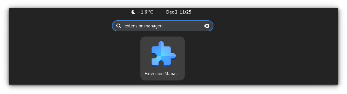 open gnome extension manager app from activities overview